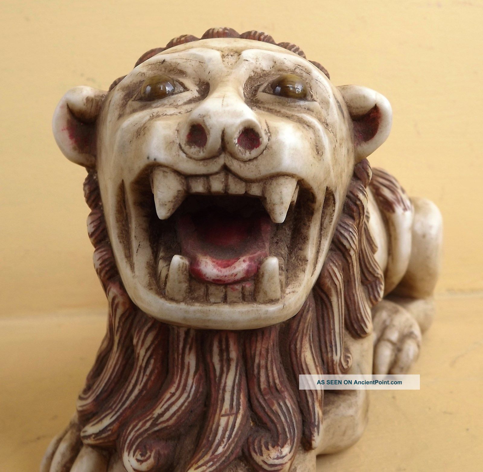 Colonial Lion Andean Of Stone Alabaster Polychromed 1850s Other Antiquities photo