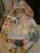 Primitive Easter Bunny Chenille Lace Rhinestone Button Folk Art Rabbit Doll Primitives photo 3