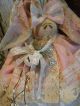 Primitive Easter Bunny Chenille Lace Rhinestone Button Folk Art Rabbit Doll Primitives photo 7