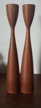 Mid Century Teak Candle Holders / Candlesticks Woodenware photo 2