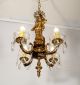 Vintage Antique Cherub Angel Chandelier Ceiling Light Fixture Lamp W Crystals Chandeliers, Fixtures, Sconces photo 3