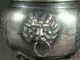 Antique Chinese Silver Made Brush Washer Statue Pot Beast Head & Lotus Other Antique Chinese Statues photo 5