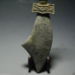 Unusual Chinese Ancient Jade Carving Dragon Handle Sword photo