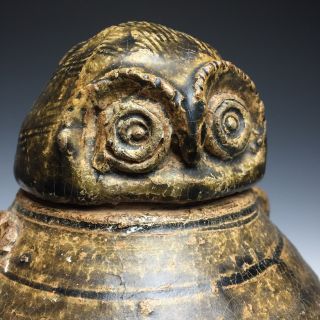 A Far Rare Chinese Celadon Porcelain Pot In Owl Shape 200ad Han photo