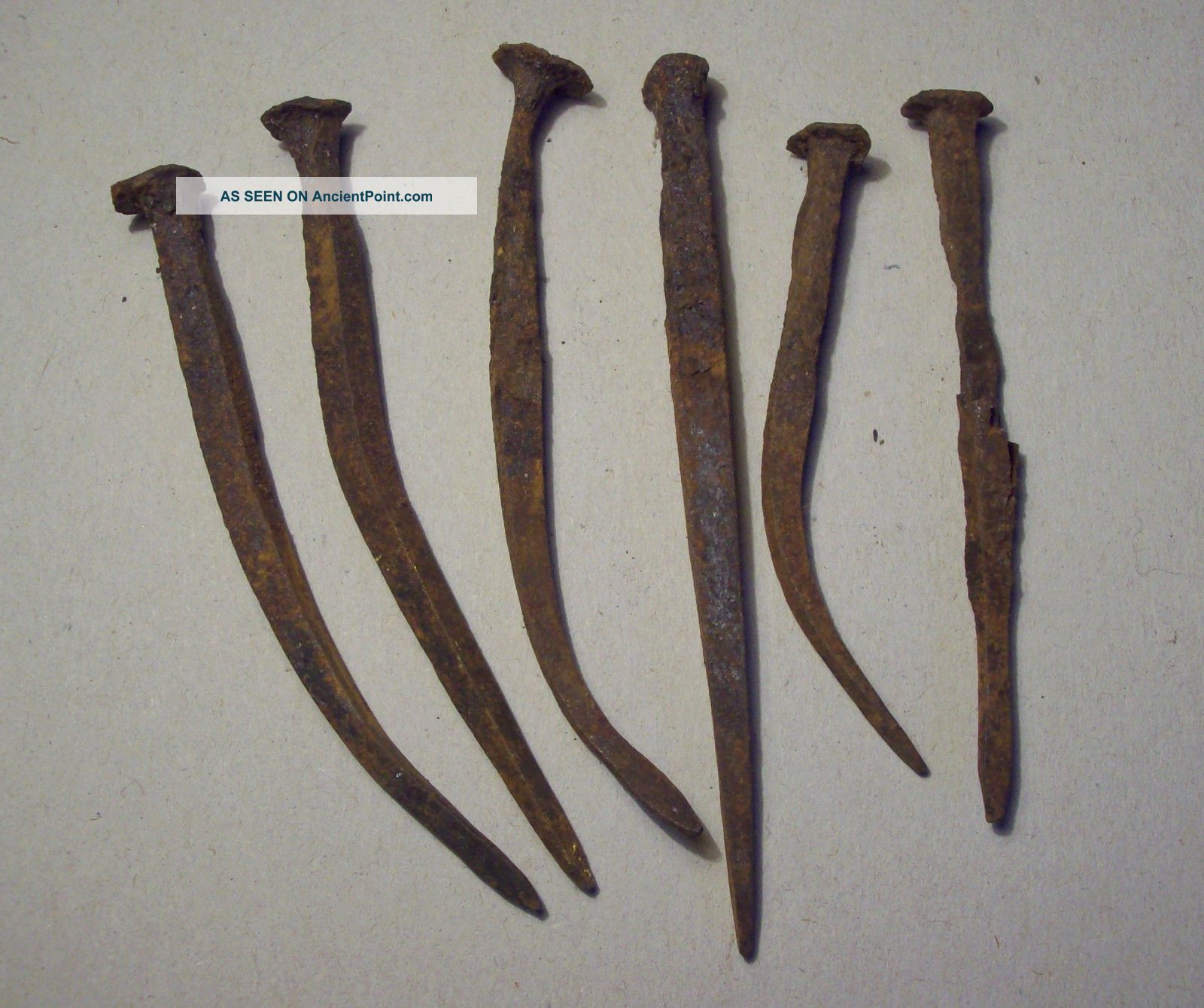 6 Forged Iron Nails About 1750 Other Antiquities photo