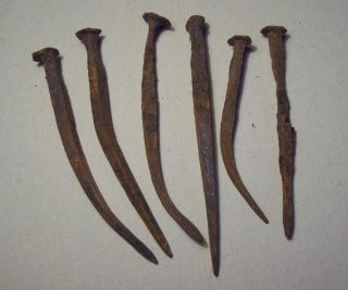 6 Forged Iron Nails About 1750 photo