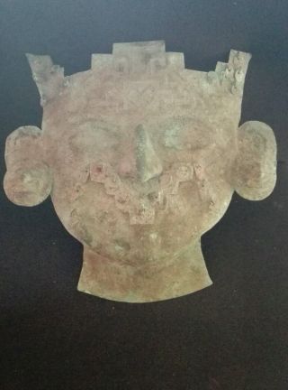 Pre - Columbian Mask Of Copper Moche photo