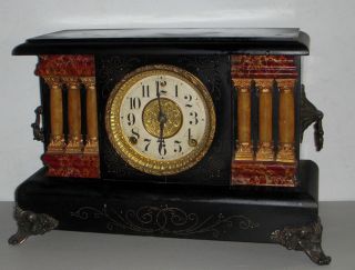 Antique Sessions Art Noveau Chime Mantel Clock 8 Day Forestville Conn. photo