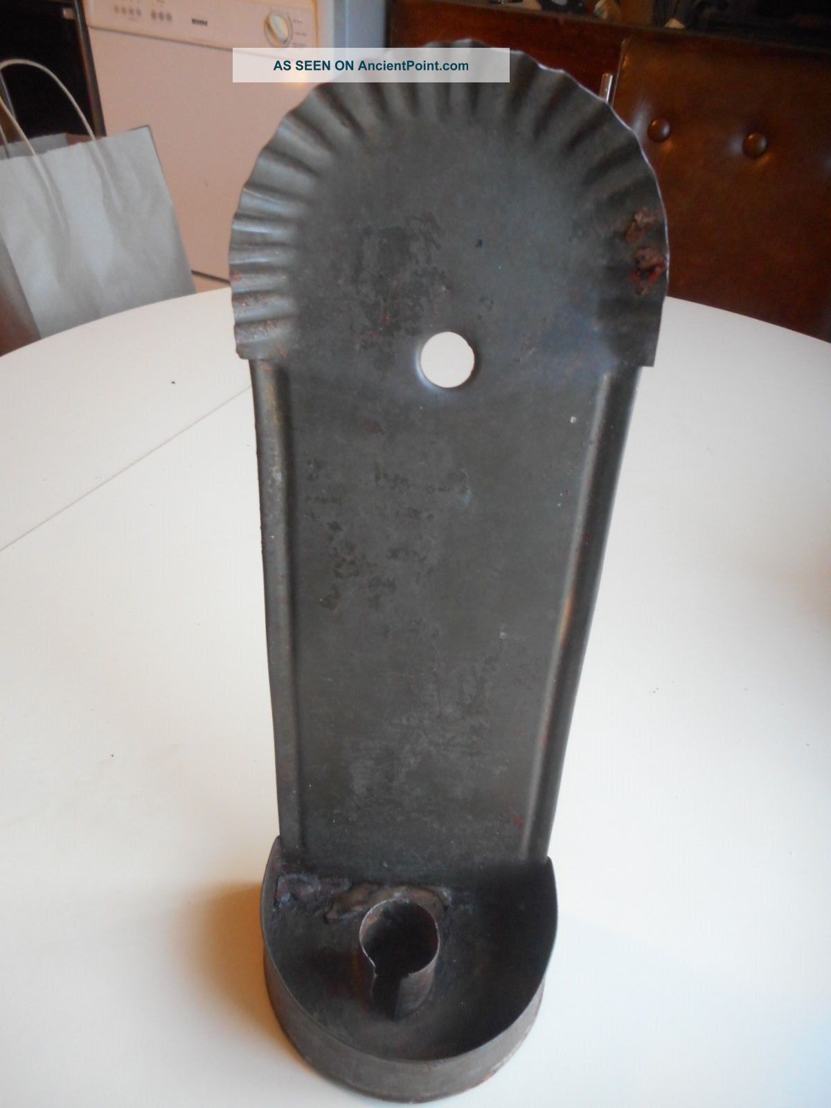 Mid 19th C.  Soldered Tin Candle Sconce.  Early Single Tin Candle Sconce.  Aafa Primitives photo