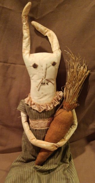 Primitive Folk Art Doll Ooak Raggedy Ann Mustard Seed Fat Hen Farm Cloth Calico photo