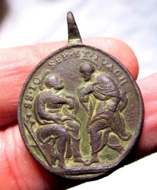 Antique Old Spanish Mission Colonial Sra Guadalupe Religious Medal Pendant 17th photo