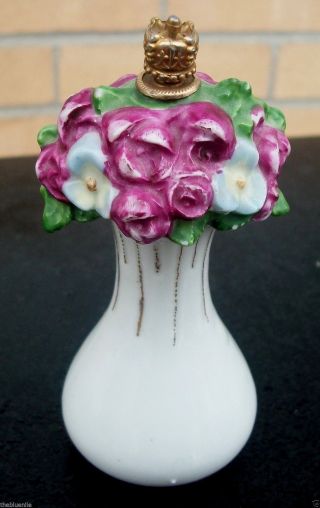 Art Deco German Schneider Figural Floral Bower Crown Top Perfume/scent Bottle photo