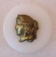 Buttons Victorian White Glass Brass Escutcheon Heads Buttons photo 3