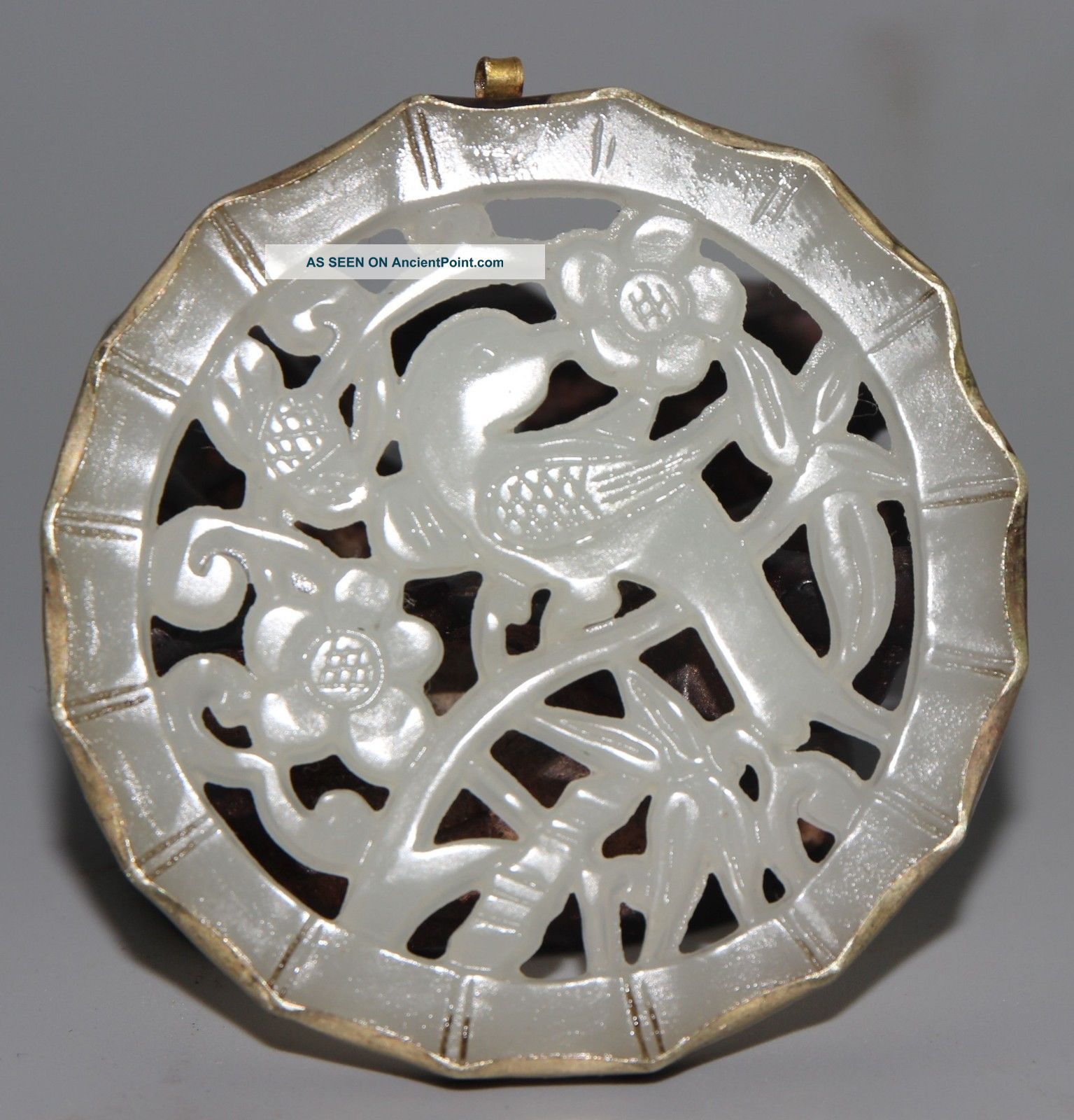 Ancient Chinese Jade Inlay Silver Carved Jade Pendant Necklaces & Pendants photo