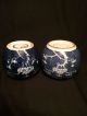Antique 19th C Blue & White Prunus Pattern Tea Caddys Or Jars Vases photo 11