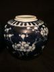Antique 19th C Blue & White Prunus Pattern Tea Caddys Or Jars Vases photo 2