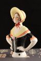 Antique Bisque German Half Doll Woman Yellow Bonnet Bright Color 14504 Germany Pin Cushions photo 1
