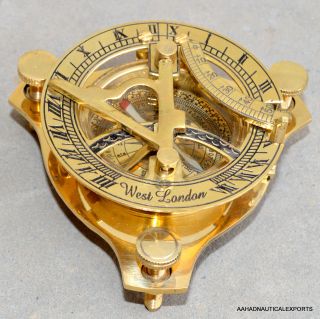 Vintage Nautical Collectibles Brass Sundial Compass West London Compass Gift Vv photo