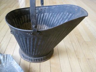 Vintage Coal Hod Bucket With Handle & Billy Penn Shovel photo