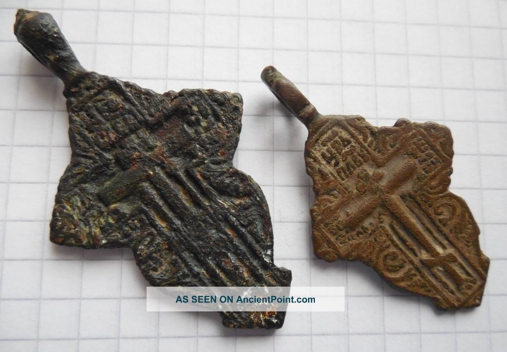 2 Ancient Bronze Crosses Of The 16th Century Vf, Other Antiquities photo