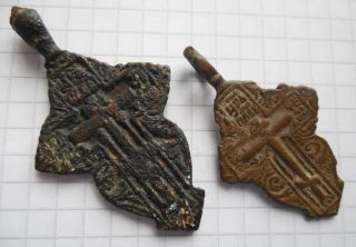 2 Ancient Bronze Crosses Of The 16th Century Vf, photo