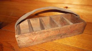 Vintage Handmade Wooden Tool Box / Carry Tote photo