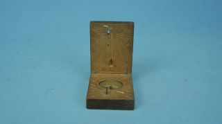 Antique 1800 ' S Wood Case Pocket Compass Carved Sundial Ehren Fried Hal Rare Find photo