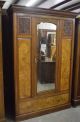 Antique Heavy Carved Wardrobe Armoire Burl Panels Large Dressing Mirror & Drawer 1900-1950 photo 1