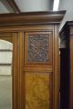 Antique Heavy Carved Wardrobe Armoire Burl Panels Large Dressing Mirror & Drawer 1900-1950 photo 3