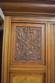 Antique Heavy Carved Wardrobe Armoire Burl Panels Large Dressing Mirror & Drawer 1900-1950 photo 4
