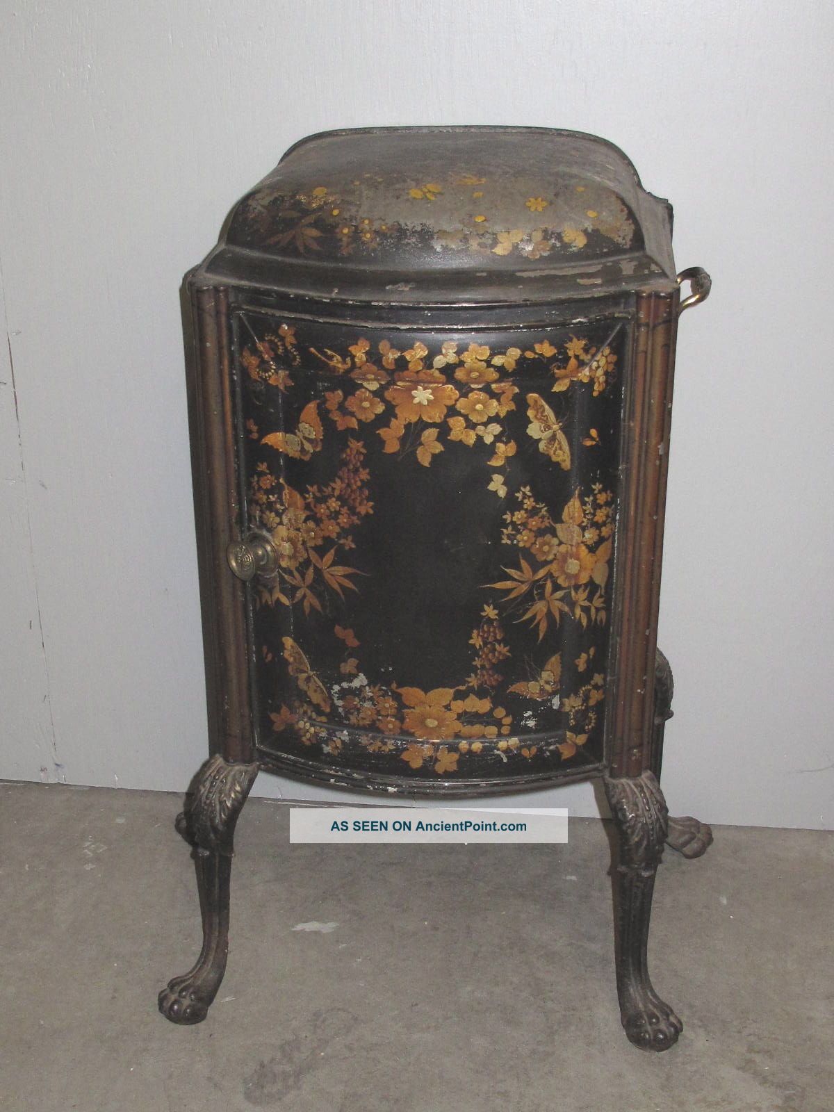 Antique 19th Century Tole Painted Fire Side Cabinet 1800-1899 photo