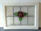 Vintage Old Sash Stained Glass Window 16.  5 X 21 Inches Rose Floral 1900-1940 photo 1