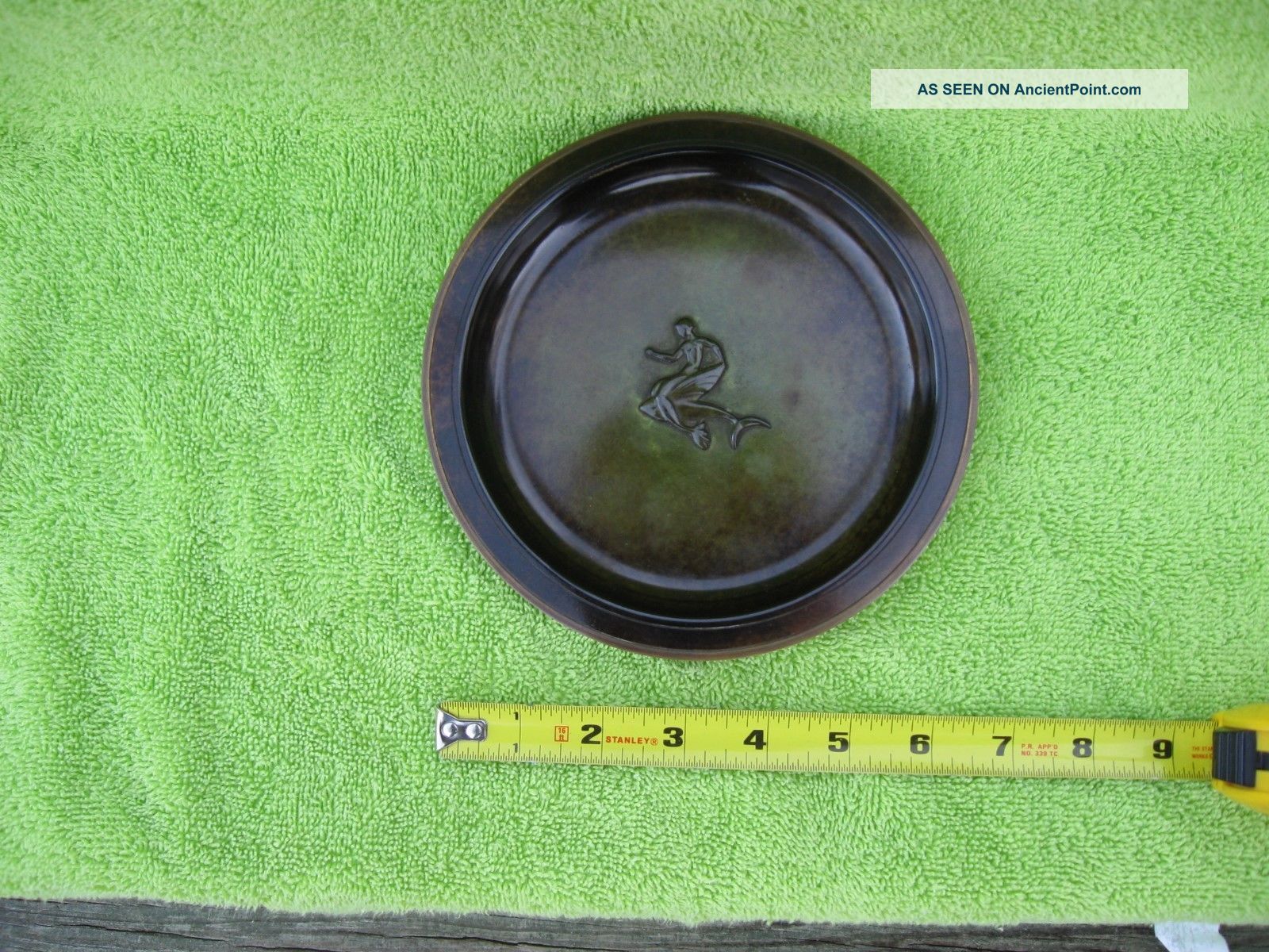 Antique/art Nouveau Danish Bronze Dish Mermaid & Dolphin Just Andersen 1840 - 1943 Art Nouveau photo