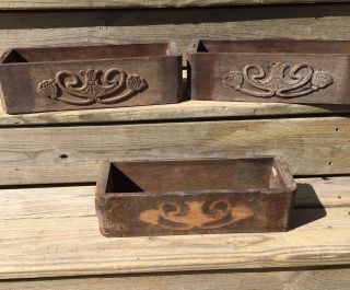 3 Vintage Primitive Singer Treadle Sewing Machine Drawers Decorative Wooden photo