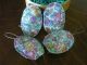 4 Primitive Hand Stitched Eggs Ornaments Bowl Fillers Tucks Easter Flowers Primitives photo 3