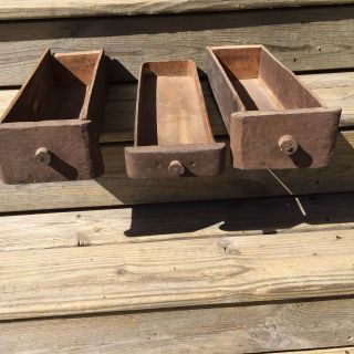 3 Vintage Primitive Singer Treadle Sewing Machine Plain Drawers Wooden Decor photo