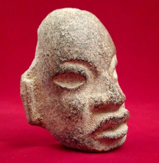 Olmec Clay Face Sculpture - Ceramic Antique Pre Columbian Artifact Maya Aztec photo