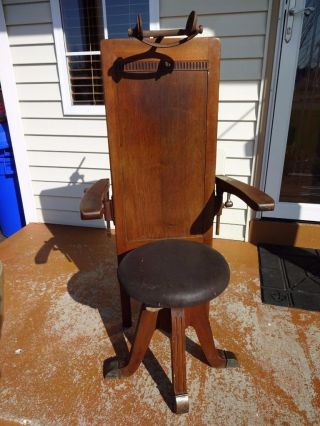Antique Wood & Iron Dentist Dental Chair. photo