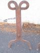 Large Antique Rams Head Cast Iron Hand Forged Primitive Arts & Crafts Andirons Hearth Ware photo 2