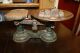 Antique Iron General Store Scale With 5 Weights Copper Tray In Scales photo 1