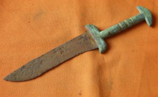 A172.  Roman Style Knife With Bronze Handle And Authentic Iron Bade photo