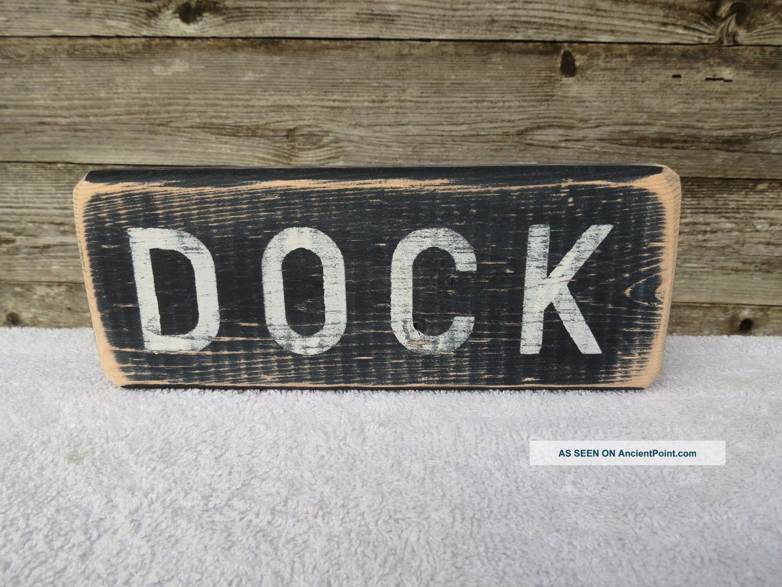 9 Inch Wood Hand Painted Dock Sign Nautical Seafood (s546) Plaques & Signs photo