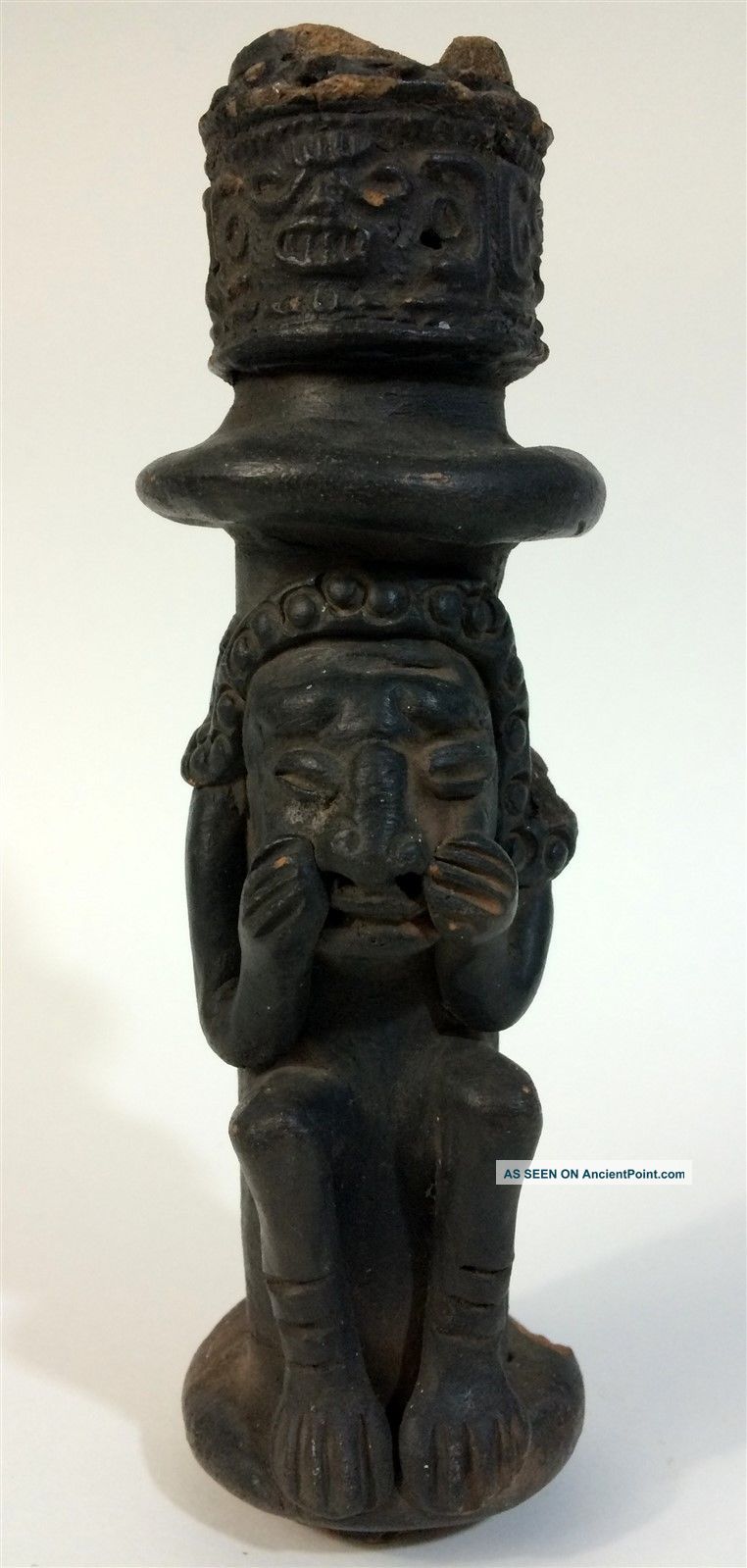 Antique Ceramic Pottery Terracotta Mayan Columbian ? Aztec Figural Statue 8 