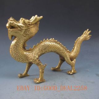 Chinese Brass Hand - Carved Dragon Statue photo
