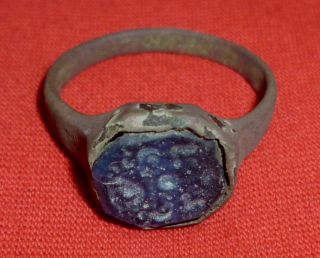 Stunning Viking / Nordic Ancient Bronze Ring - Purple Gem Circa 700 - 800 Ad - 1822 photo