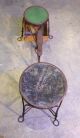 Antique Twisted Wrought Iron Shoe Shine Stand & Matching Customer Stool Other Mercantile Antiques photo 2