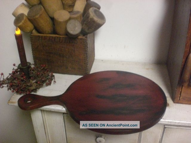 Primitive Wooden Red Wooden Cutting Board Red Bread Board Primitives photo