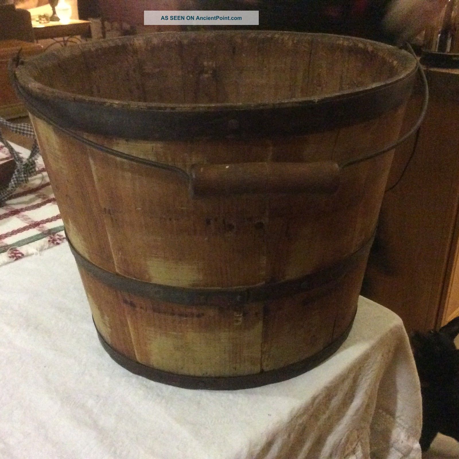 Vintage Wooden Bucket Primitives photo