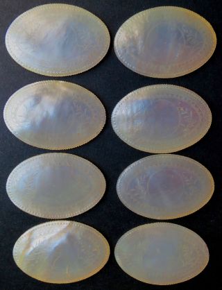 8 Antique Mother Of Pearl Chinese Gambling Chips Counter// photo