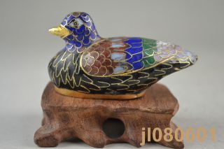 China Collcetible Cloisonne Painting Bird Statue On Shelf photo
